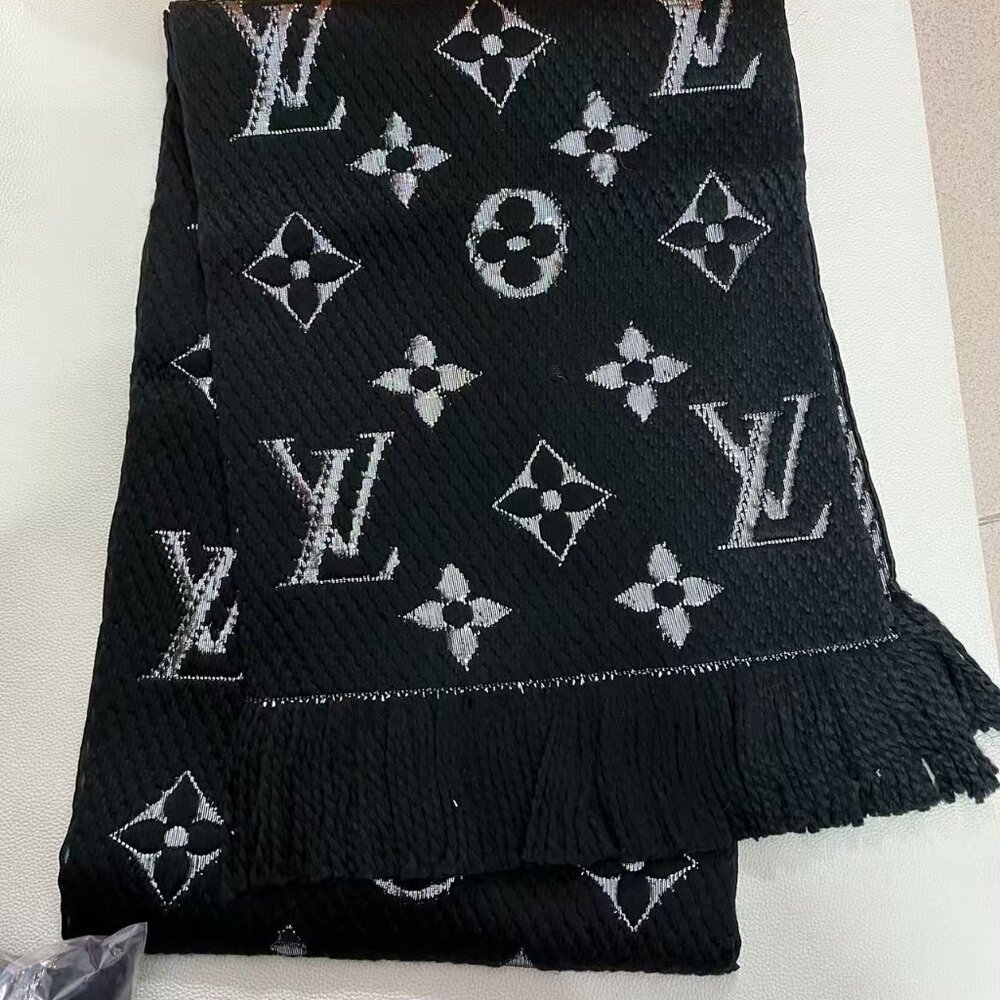 Louis Vuitton Monogram Logomania Black Scarf - New with Box